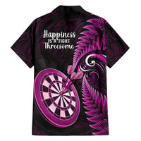 New Zealand Darts Family Matching Puletasi Dress and Hawaiian Shirt Happiness Is A Tight Threesome Maori Pink - Wonder Print Shop