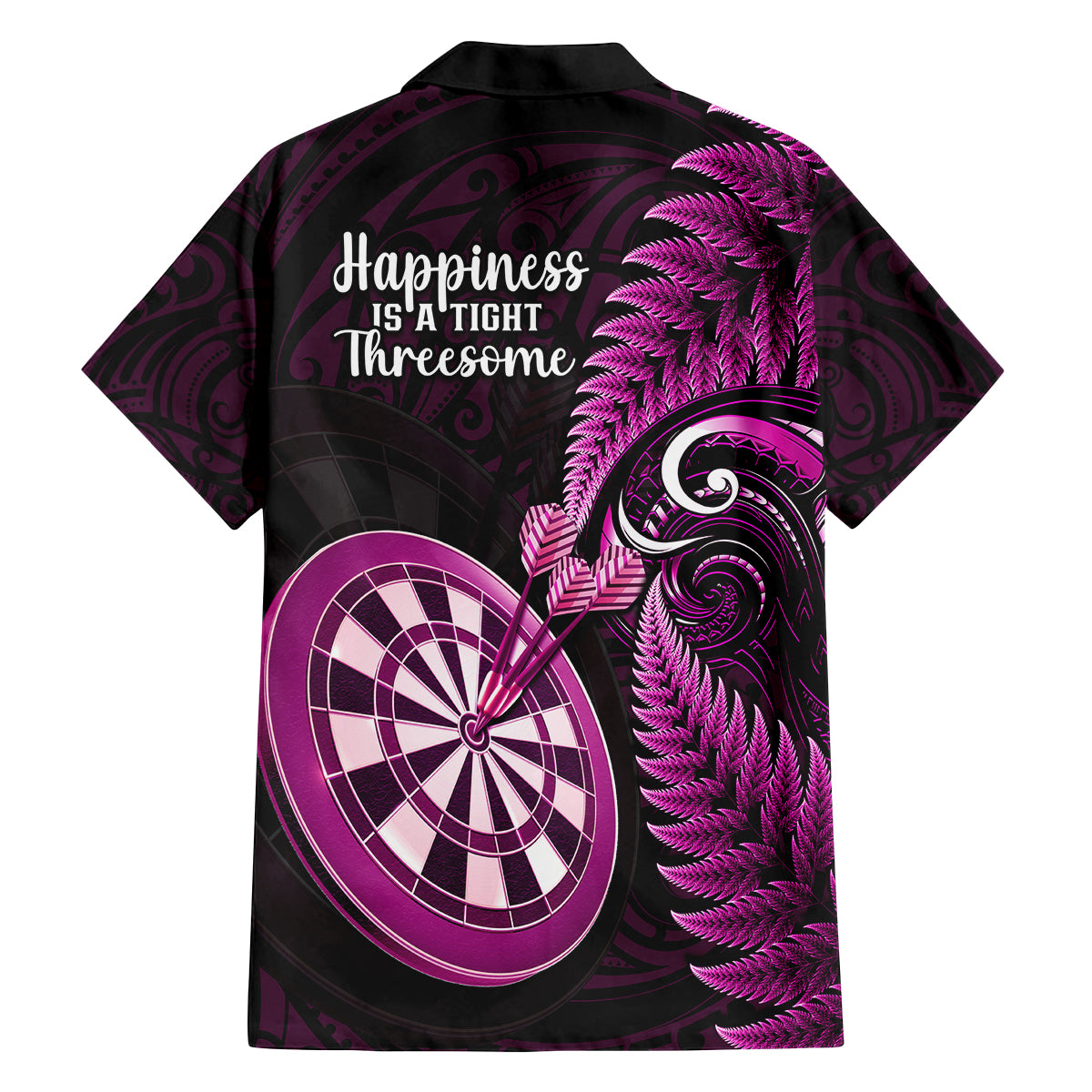 New Zealand Darts Family Matching Summer Maxi Dress and Hawaiian Shirt Happiness Is A Tight Threesome Maori Pink - Wonder Print Shop