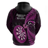 New Zealand Darts Hoodie Happiness Is A Tight Threesome Maori Pink - Wonder Print Shop