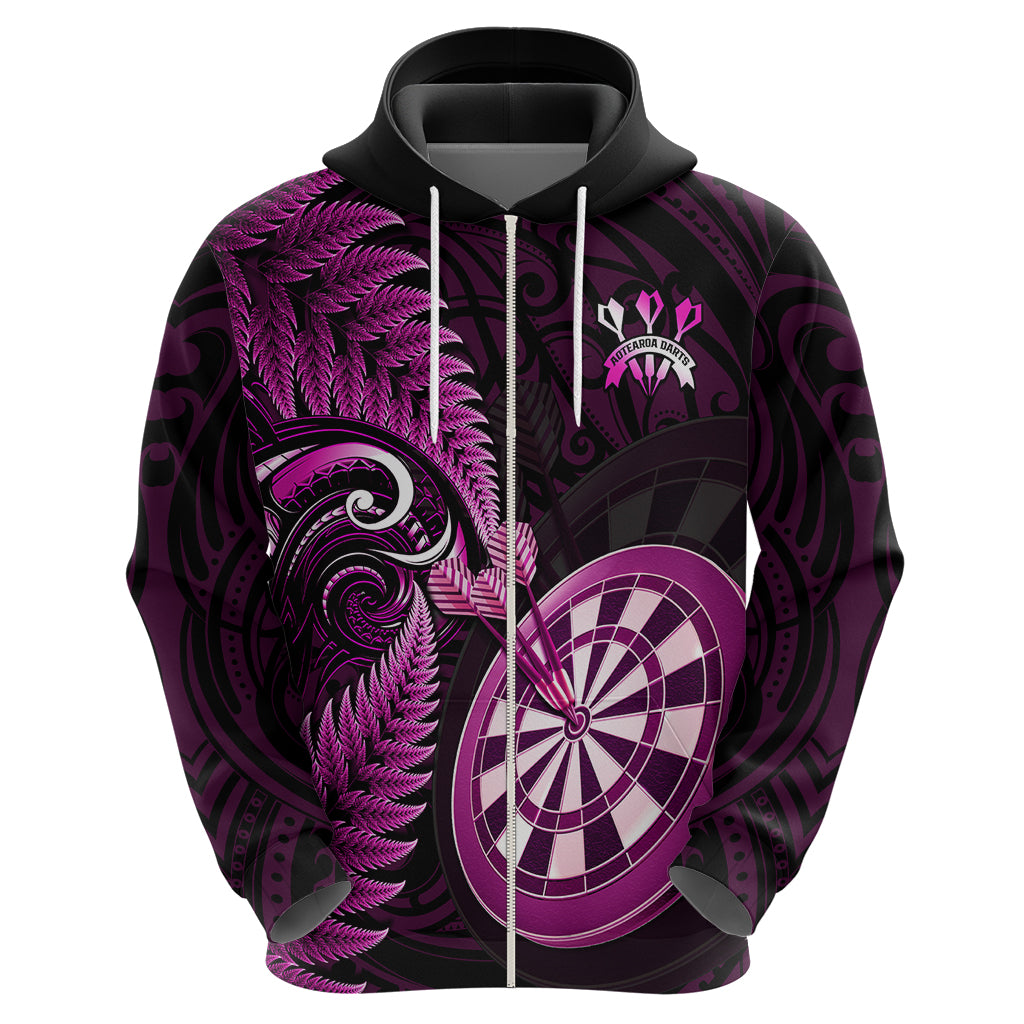 New Zealand Darts Hoodie Happiness Is A Tight Threesome Maori Pink - Wonder Print Shop