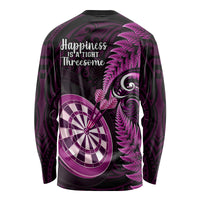 New Zealand Darts Long Sleeve Shirt Happiness Is A Tight Threesome Maori Pink - Wonder Print Shop