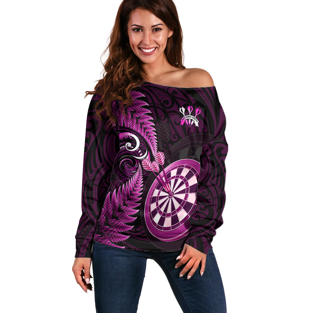 New Zealand Darts Off Shoulder Sweater Happiness Is A Tight Threesome Maori Pink - Wonder Print Shop