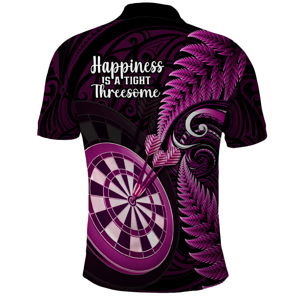 New Zealand Darts Polo Shirt Happiness Is A Tight Threesome Maori Pink - Wonder Print Shop