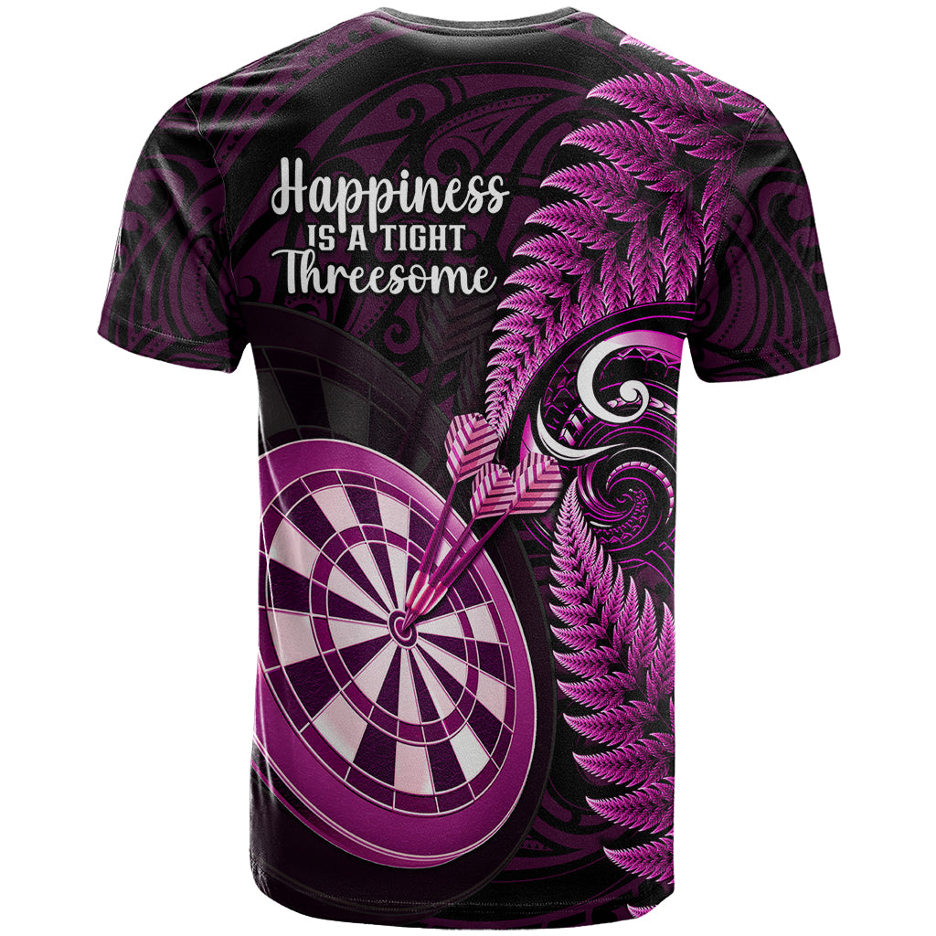New Zealand Darts T Shirt Happiness Is A Tight Threesome Maori Pink - Wonder Print Shop