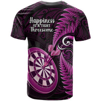 New Zealand Darts T Shirt Happiness Is A Tight Threesome Maori Pink - Wonder Print Shop