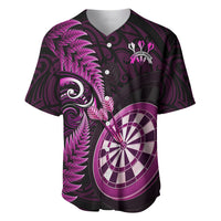 Personalised New Zealand Darts Baseball Jersey Happiness Is A Tight Threesome Maori Pink - Wonder Print Shop