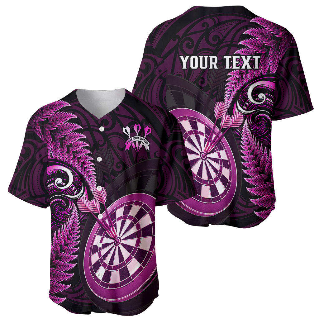 Personalised New Zealand Darts Baseball Jersey Happiness Is A Tight Threesome Maori Pink - Wonder Print Shop