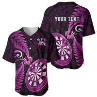 Personalised New Zealand Darts Baseball Jersey Happiness Is A Tight Threesome Maori Pink - Wonder Print Shop