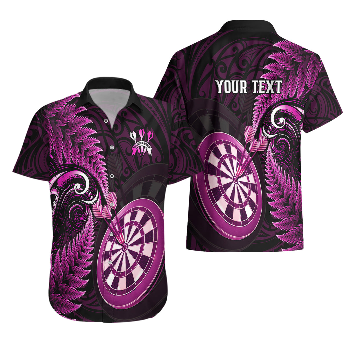 Personalised New Zealand Darts Hawaiian Shirt Happiness Is A Tight Threesome Maori Pink - Wonder Print Shop