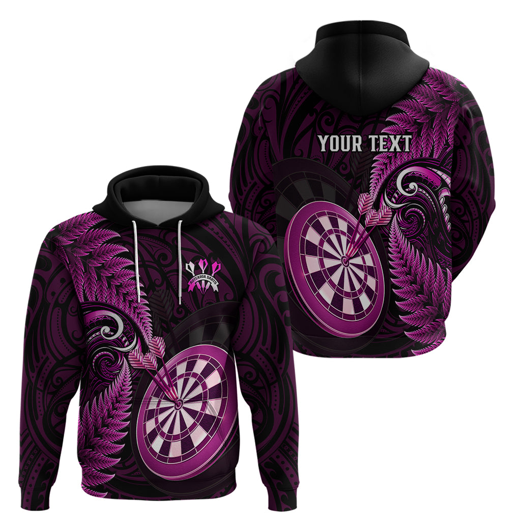Personalised New Zealand Darts Hoodie Happiness Is A Tight Threesome Maori Pink - Wonder Print Shop