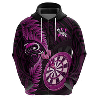 Personalised New Zealand Darts Hoodie Happiness Is A Tight Threesome Maori Pink - Wonder Print Shop