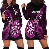 Personalised New Zealand Darts Hoodie Dress Happiness Is A Tight Threesome Maori Pink - Wonder Print Shop