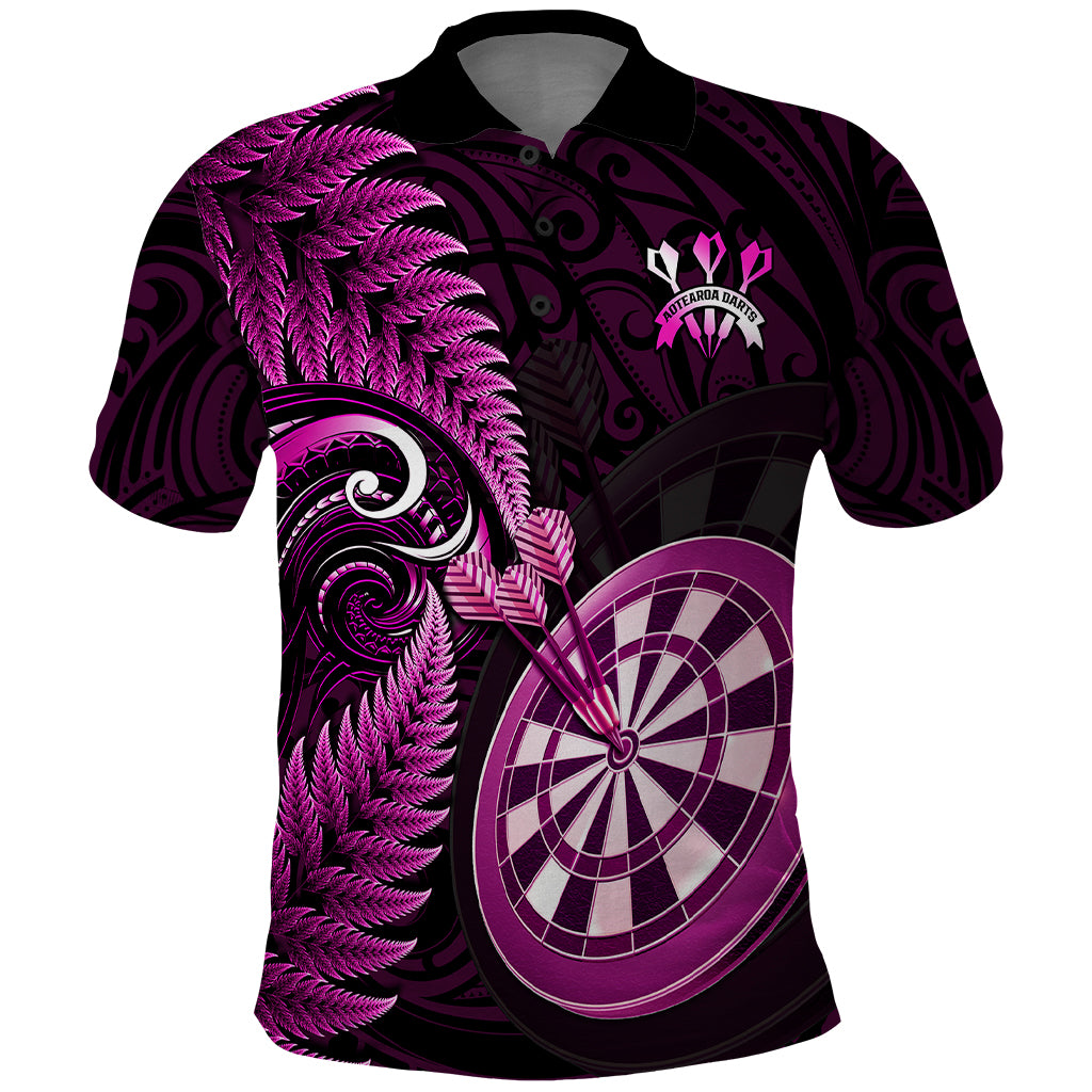 Personalised New Zealand Darts Polo Shirt Happiness Is A Tight Threesome Maori Pink - Wonder Print Shop