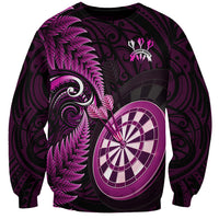 Personalised New Zealand Darts Sweatshirt Happiness Is A Tight Threesome Maori Pink - Wonder Print Shop