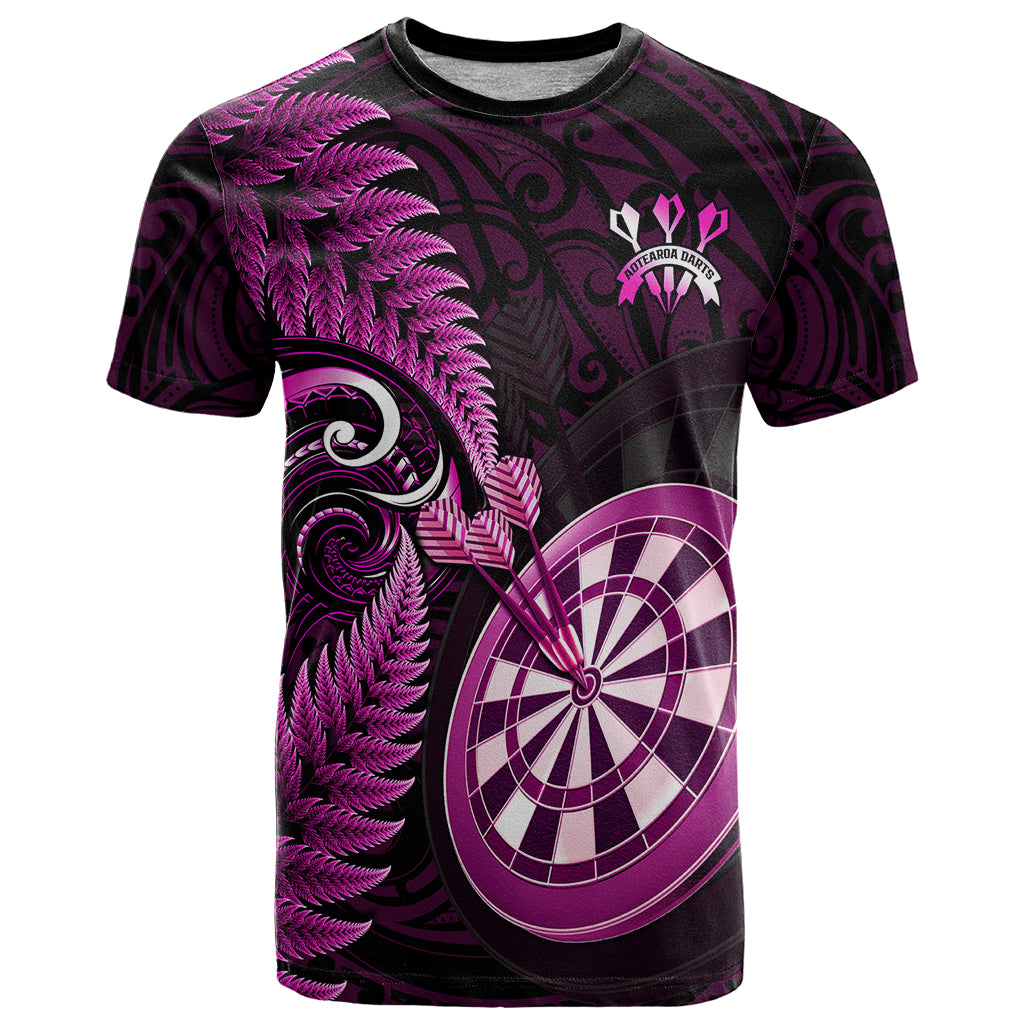 Personalised New Zealand Darts T Shirt Happiness Is A Tight Threesome Maori Pink - Wonder Print Shop