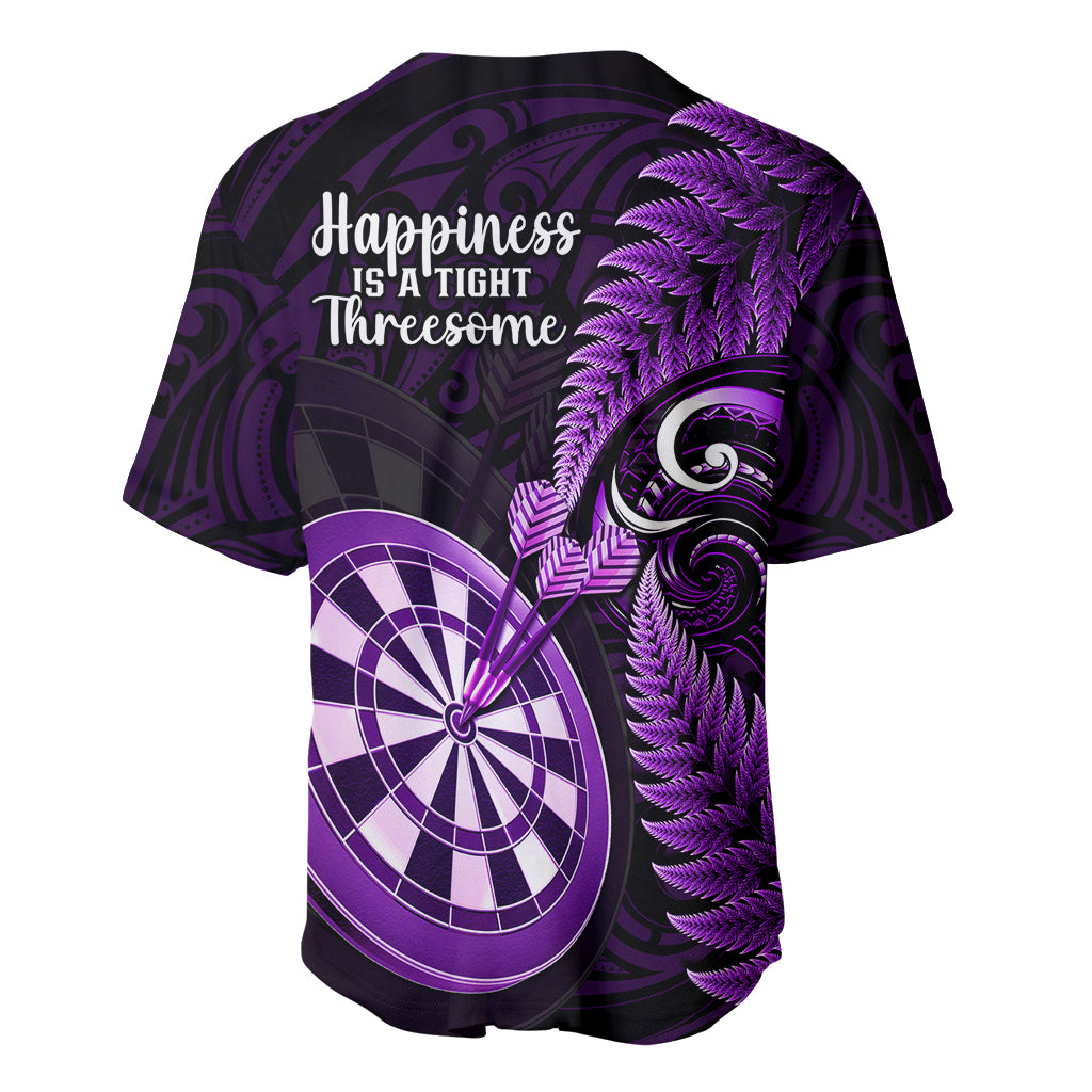 New Zealand Darts Baseball Jersey Happiness Is A Tight Threesome Maori Purple - Wonder Print Shop