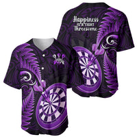 New Zealand Darts Baseball Jersey Happiness Is A Tight Threesome Maori Purple - Wonder Print Shop