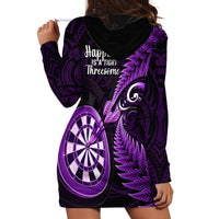 New Zealand Darts Hoodie Dress Happiness Is A Tight Threesome Maori Purple - Wonder Print Shop
