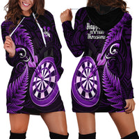 New Zealand Darts Hoodie Dress Happiness Is A Tight Threesome Maori Purple - Wonder Print Shop