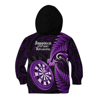 New Zealand Darts Kid Hoodie Happiness Is A Tight Threesome Maori Purple - Wonder Print Shop