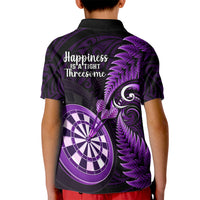 New Zealand Darts Kid Polo Shirt Happiness Is A Tight Threesome Maori Purple - Wonder Print Shop