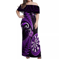 New Zealand Darts Off Shoulder Maxi Dress Happiness Is A Tight Threesome Maori Purple - Wonder Print Shop
