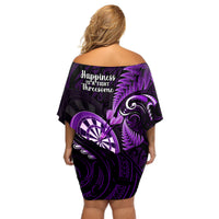 New Zealand Darts Off Shoulder Short Dress Happiness Is A Tight Threesome Maori Purple - Wonder Print Shop