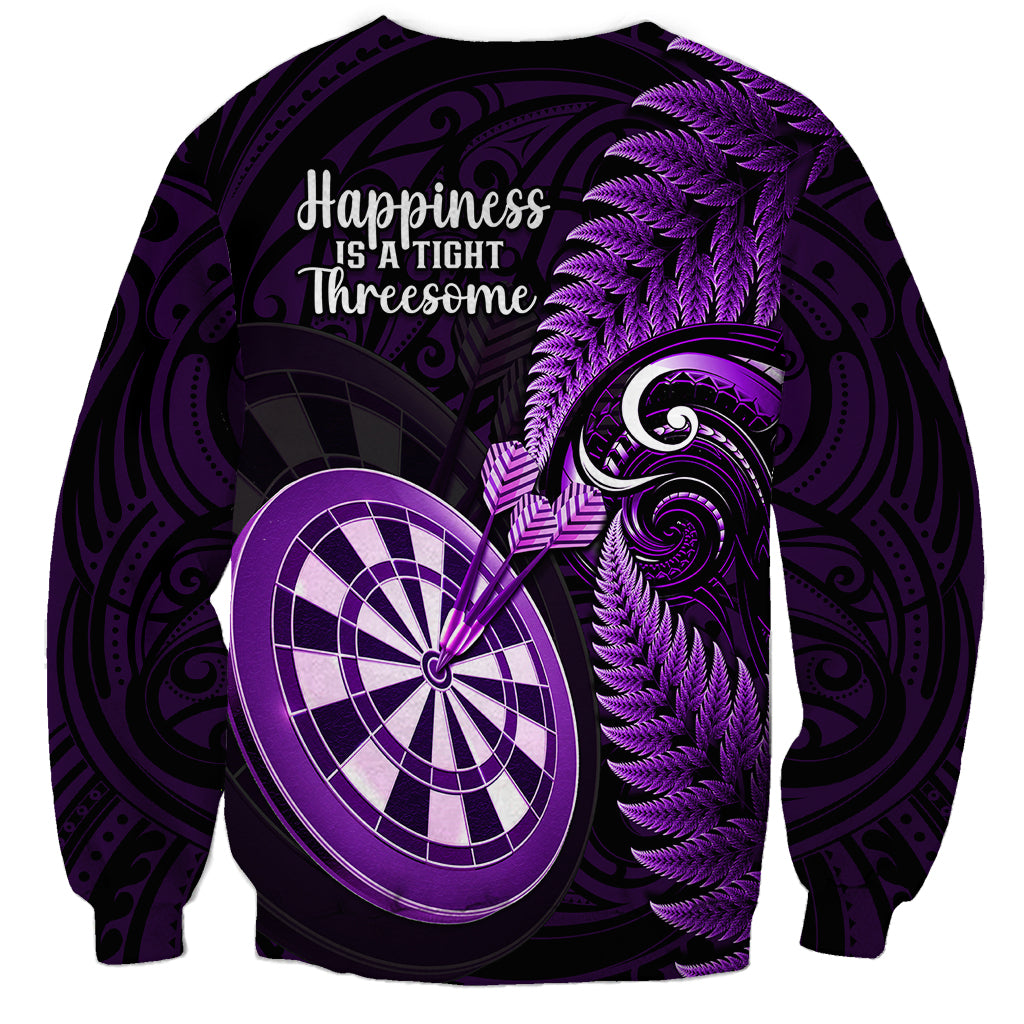 New Zealand Darts Sweatshirt Happiness Is A Tight Threesome Maori Purple - Wonder Print Shop