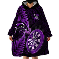 New Zealand Darts Wearable Blanket Hoodie Happiness Is A Tight Threesome Maori Purple - Wonder Print Shop