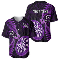 Personalised New Zealand Darts Baseball Jersey Happiness Is A Tight Threesome Maori Purple - Wonder Print Shop