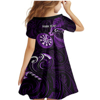 Personalised New Zealand Darts Family Matching Mermaid Dress and Hawaiian Shirt Happiness Is A Tight Threesome Maori Purple - Wonder Print Shop