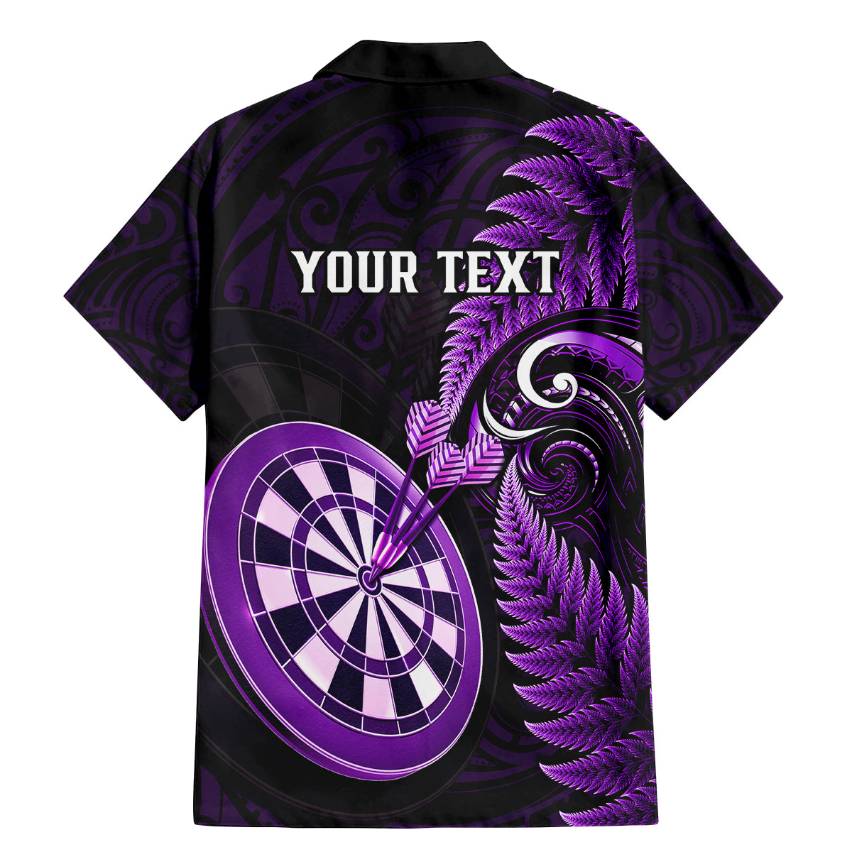 Personalised New Zealand Darts Family Matching Mermaid Dress and Hawaiian Shirt Happiness Is A Tight Threesome Maori Purple - Wonder Print Shop