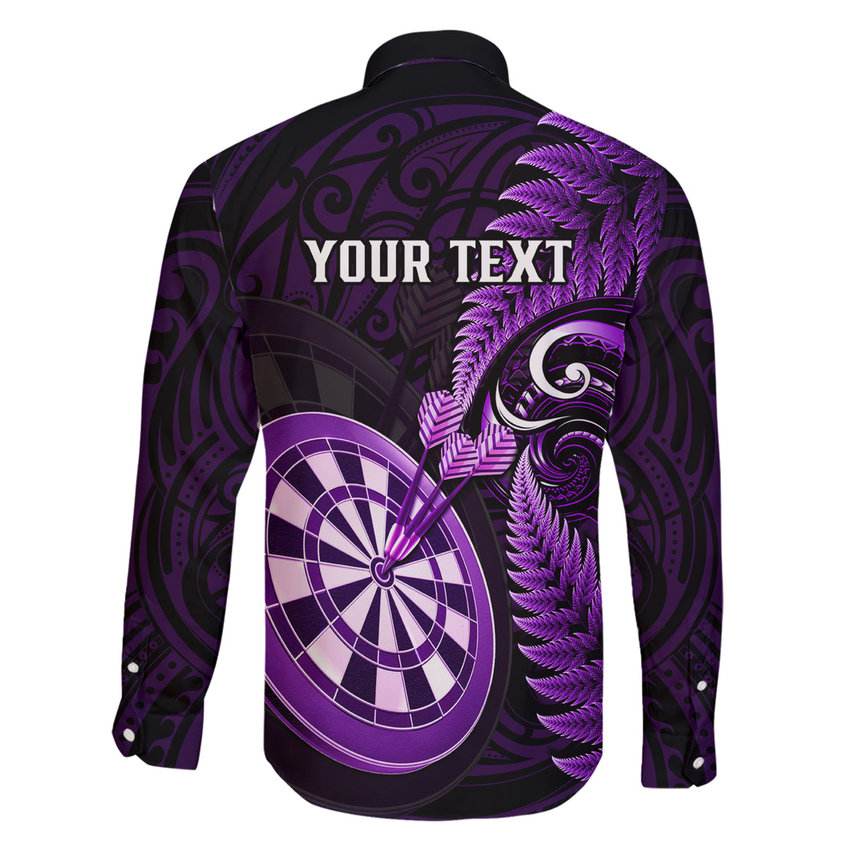 Personalised New Zealand Darts Family Matching Short Sleeve Bodycon Dress and Hawaiian Shirt Happiness Is A Tight Threesome Maori Purple - Wonder Print Shop