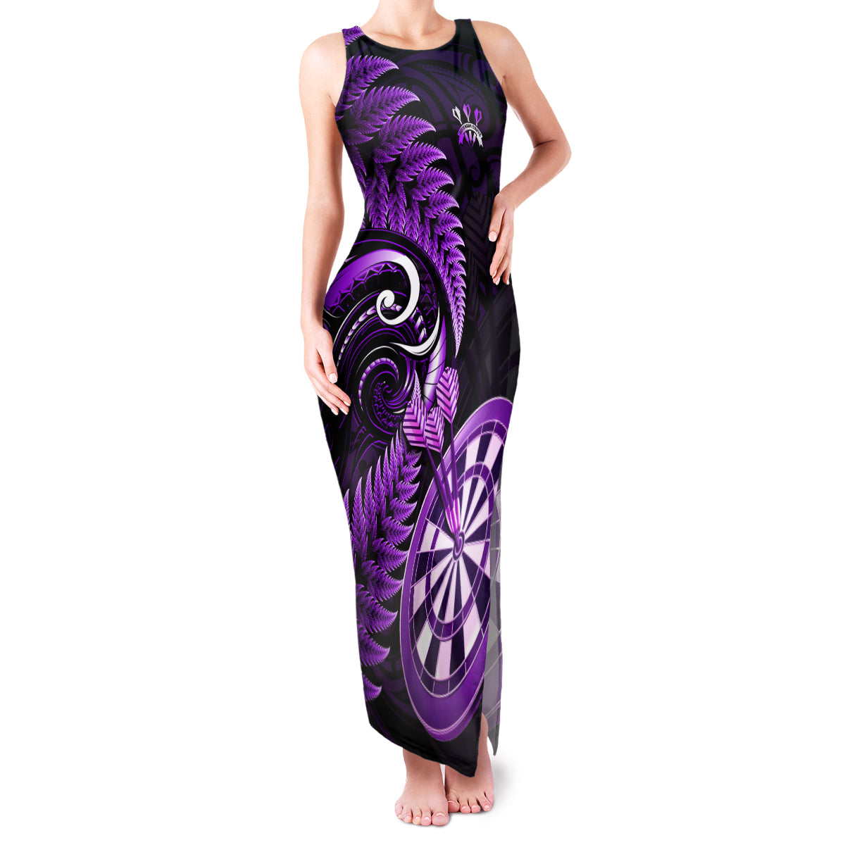 Personalised New Zealand Darts Family Matching Tank Maxi Dress and Hawaiian Shirt Happiness Is A Tight Threesome Maori Purple - Wonder Print Shop