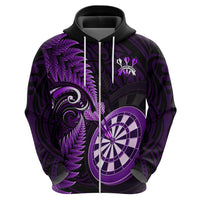 Personalised New Zealand Darts Hoodie Happiness Is A Tight Threesome Maori Purple - Wonder Print Shop