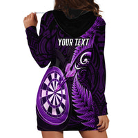 Personalised New Zealand Darts Hoodie Dress Happiness Is A Tight Threesome Maori Purple - Wonder Print Shop
