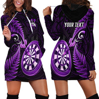 Personalised New Zealand Darts Hoodie Dress Happiness Is A Tight Threesome Maori Purple - Wonder Print Shop