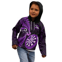 Personalised New Zealand Darts Kid Hoodie Happiness Is A Tight Threesome Maori Purple - Wonder Print Shop