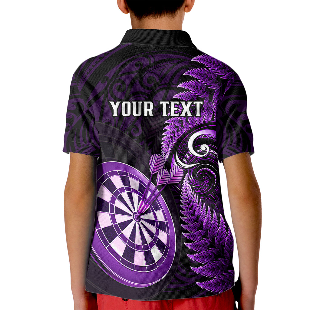 Personalised New Zealand Darts Kid Polo Shirt Happiness Is A Tight Threesome Maori Purple - Wonder Print Shop
