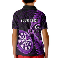 Personalised New Zealand Darts Kid Polo Shirt Happiness Is A Tight Threesome Maori Purple - Wonder Print Shop