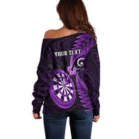Personalised New Zealand Darts Off Shoulder Sweater Happiness Is A Tight Threesome Maori Purple - Wonder Print Shop