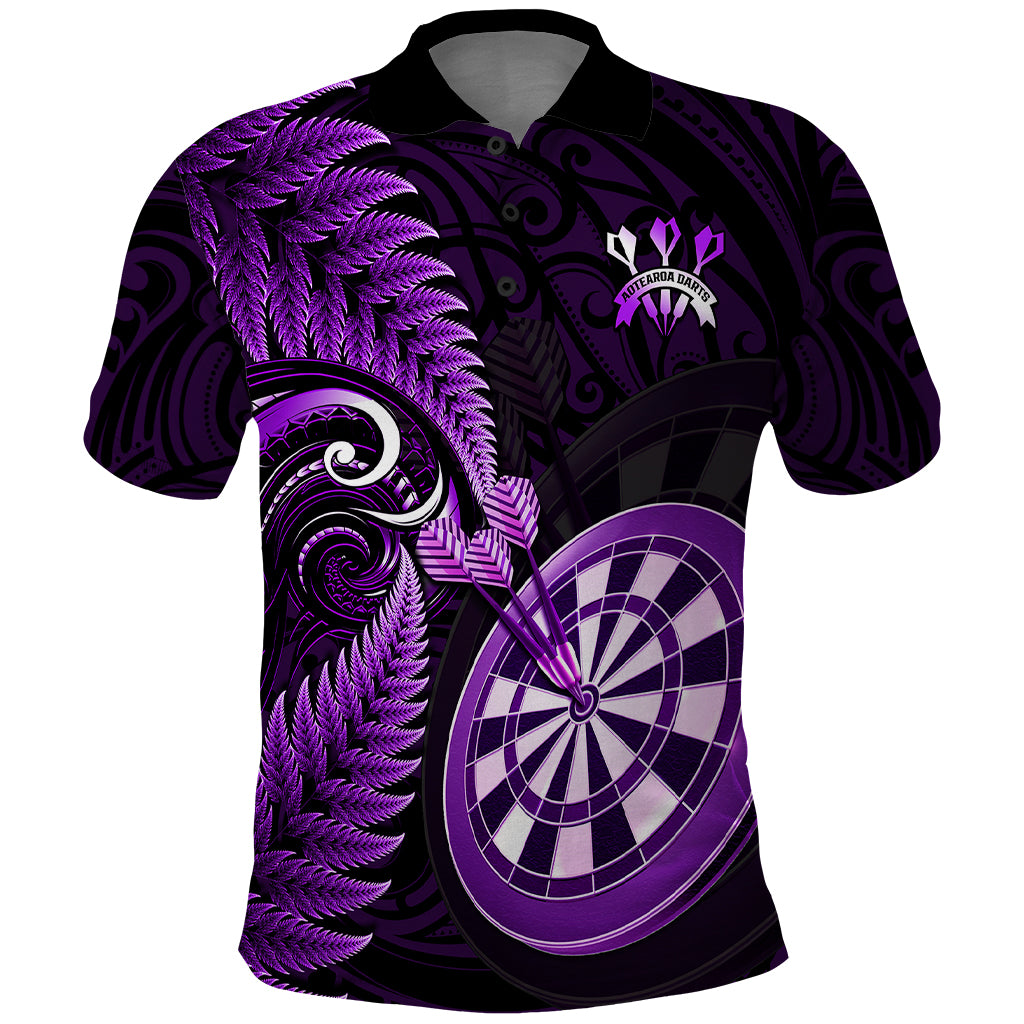 Personalised New Zealand Darts Polo Shirt Happiness Is A Tight Threesome Maori Purple - Wonder Print Shop