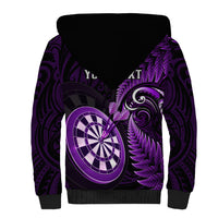 Personalised New Zealand Darts Sherpa Hoodie Happiness Is A Tight Threesome Maori Purple - Wonder Print Shop