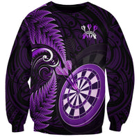 Personalised New Zealand Darts Sweatshirt Happiness Is A Tight Threesome Maori Purple - Wonder Print Shop