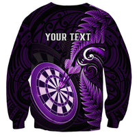 Personalised New Zealand Darts Sweatshirt Happiness Is A Tight Threesome Maori Purple - Wonder Print Shop