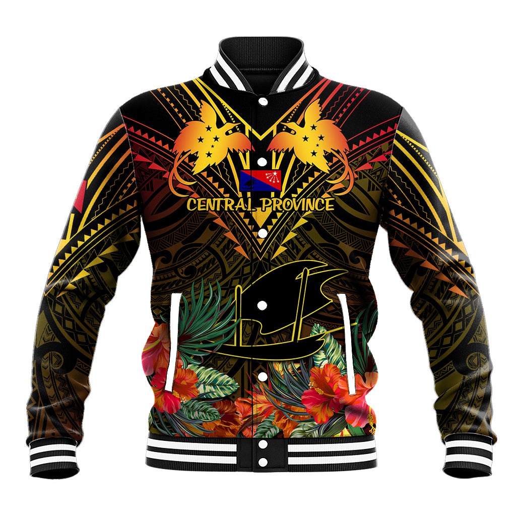 Papua New Guinea Central Province Baseball Jacket Papua Niugini Coat Of Arms With Flag Style - Wonder Print Shop