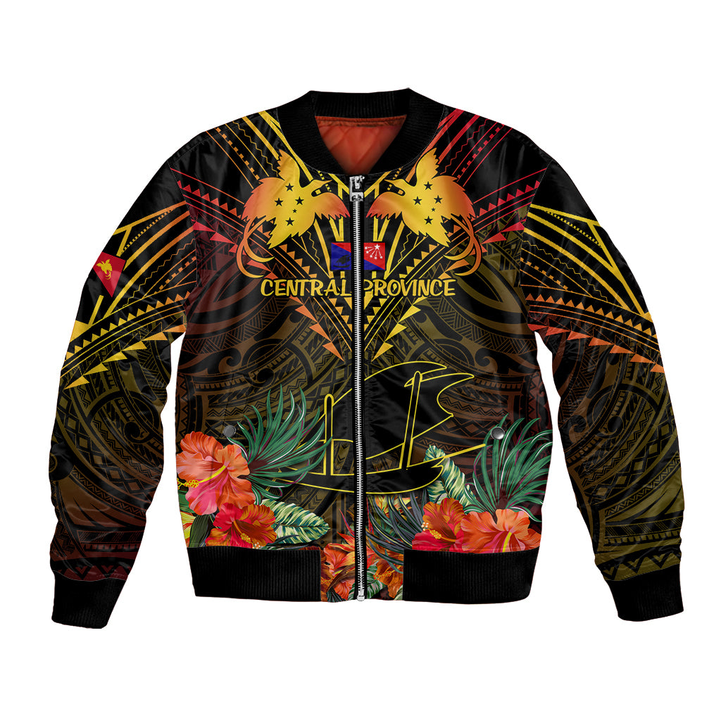 Papua New Guinea Central Province Bomber Jacket Papua Niugini Coat Of Arms With Flag Style - Wonder Print Shop