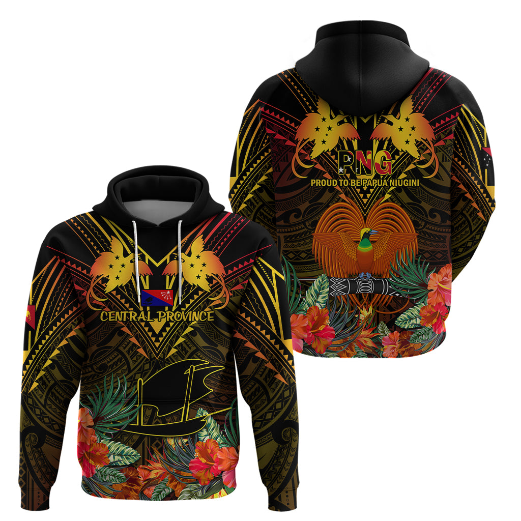 Papua New Guinea Central Province Hoodie Papua Niugini Coat Of Arms With Flag Style - Wonder Print Shop