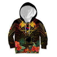 Papua New Guinea Central Province Kid Hoodie Papua Niugini Coat Of Arms With Flag Style - Wonder Print Shop