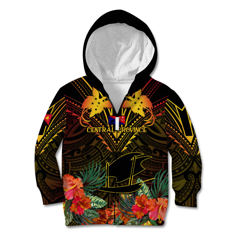 Papua New Guinea Central Province Kid Hoodie Papua Niugini Coat Of Arms With Flag Style - Wonder Print Shop
